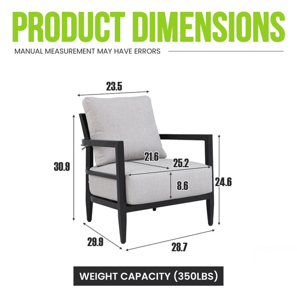 English Elm Modern Welded Aluminum Patio Club Chair with Sunbrella Cushion and Ergonomic Backrest W1886P428279