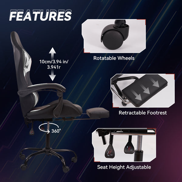English Elm Gaming Chair Black-White - Ergonomic Design With Custom Rgb Lighting, Synced Armrests & Durable Base T3950P374484