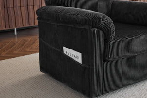 English Elm 33 Inch Oversized Swivel Corduroy Lounge Chair with Plush Chenille Cushioning and Support Springs Grey W1829P265016