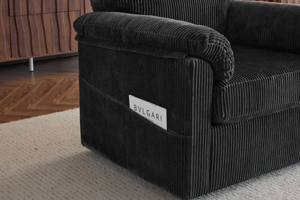 English Elm 33 Inch Oversized Swivel Corduroy Lounge Chair with Plush Chenille Cushioning and Support Springs Grey W1829P265016