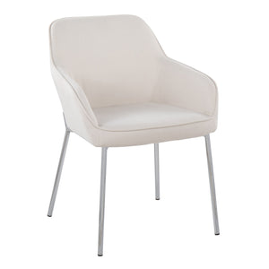 English Elm Daniella Stylish Contemporary Dining Chair with Cushioned Bucket Seat and Gold Metal Legs, Set of 2 Cream B202S01345