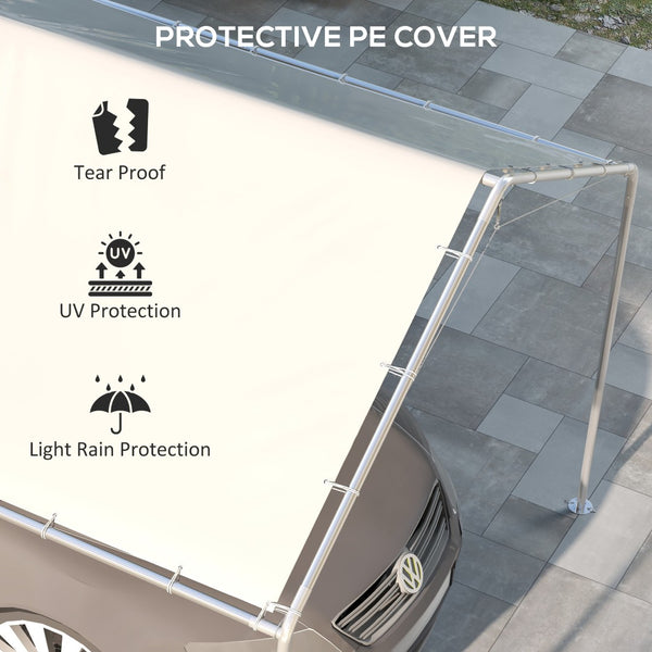 English Elm Car Canopy Replacement Cover Uv Resistant Polyethylene Roof for 9.6 X 19.5 Ft Frames T3971P425819