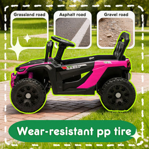 English Elm 24v Kids Utv Ride on with Dual 80w Motors Remote Control and Four Wheel Suspension Pink W1578P342131