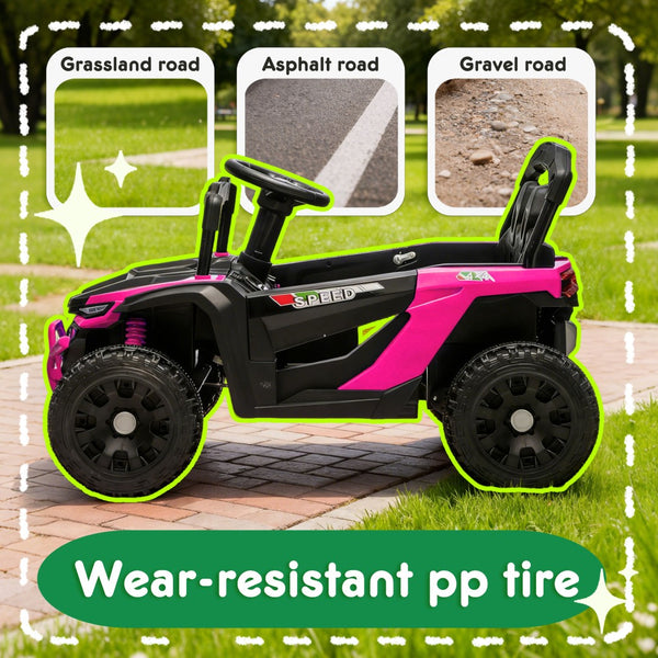 English Elm 24v Kids Utv Ride on with Dual 80w Motors Remote Control and Four Wheel Suspension Pink W1578P342131