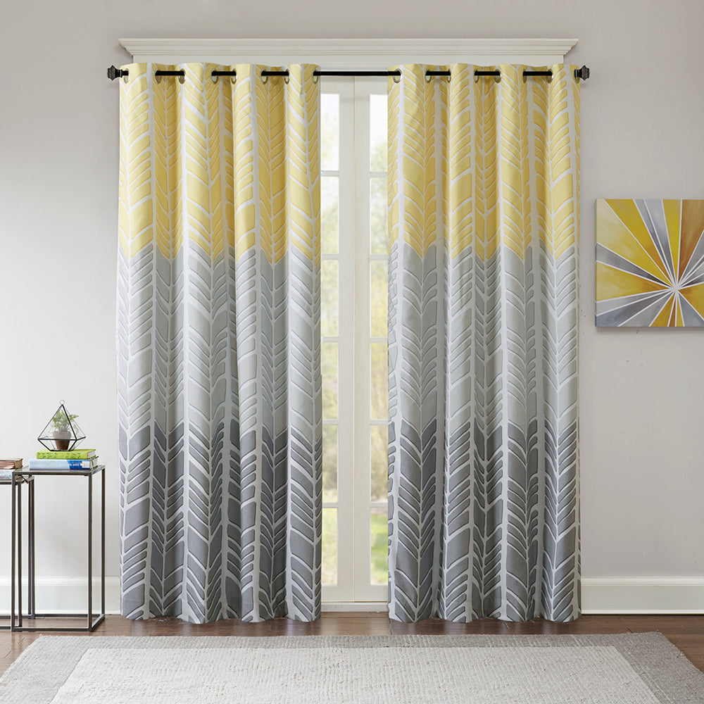 JLA Home Intelligent Design - Printed Intelligent Design Adel Chevron Blackout Curtain Panel — Total Blackout, Noise-Reducing, Thermal Efficiency for Bedrooms and Media Rooms ID40-1014