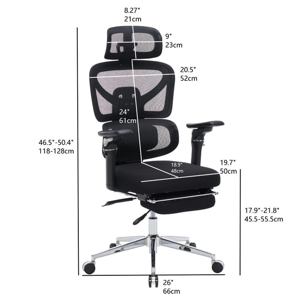 English Elm Ergonomic Mesh Home Office Chair with Massage Lumbar 6d Arms and 4d Headrest W2069P454356