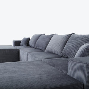 English Elm 6-Piece Modular U-Shaped Sectional Sofa with Chaise Convertible Corduroy Comfort and Secure Base Gray W3163S00039