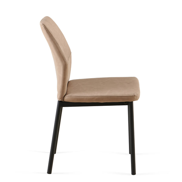 English Elm Beige PU Leather Dining Chairs Set of 4 – Modern Armless Faux Leather Side Chairs with Metal Legs, Comfortable Upholstered Seating for Kitchen, Dining, Office (4 Pack) W1164P195157