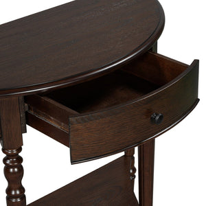 English Elm Trexm Farmhouse Half Moon Entryway Console with Drawer Open Shelf Pine Legs Espresso N715P383795P