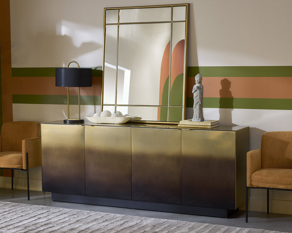 Sunpan Calvosa Sideboard - Captivating Ombre Design in Stainless Steel with Dark Bronze Finish, Handcrafted Elegance
