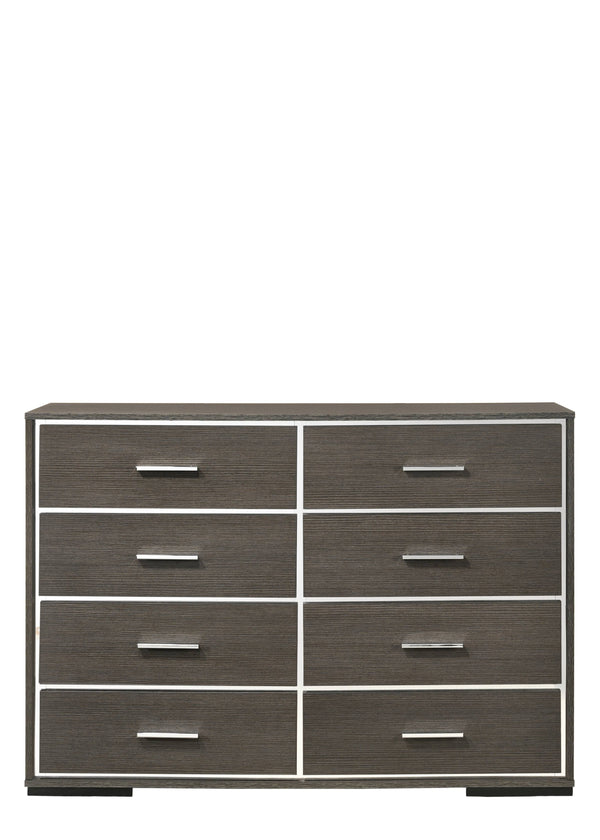 English Elm Escher Eight-Drawer Modern Oak-Style Dresser with Soft-Close Glides, Dovetail Construction, Dust-Proof Gray,Oak 60 L x 20 W x 44 H B2726P261877