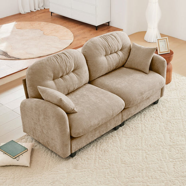 English Elm Loveseat Modular Cloud Sectional Sofa with Tufted Chenille Backrest, Ergonomic High-Density Comfort, Durable Wood Base Camel W714S01374