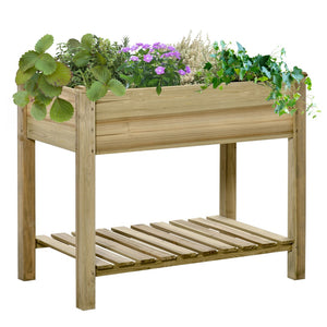 English Elm Outsunny 36" Elevated Wooden Planter Box With Storage Shelf For Easy Gardening In Small Spaces W2225P174430-GIGA