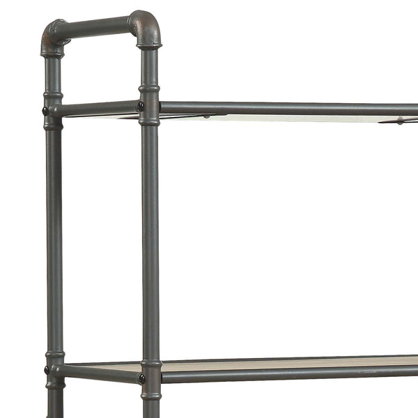 English Elm Itzel Industrial Antique Oak & Sandy Gray Bookshelf – 5-Shelf Open-Frame Metal Frame, Rustic Modern Design B2726P270522
