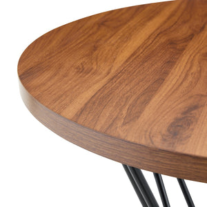 English Elm Single Package Industrial Bar Set Round Mdf Top with Metal Frame Seats 2 for Kitchen Walnut+Black W1151P434792