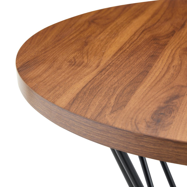 English Elm Single Package Industrial Bar Set Round Mdf Top with Metal Frame Seats 2 for Kitchen Walnut+Black W1151P434792