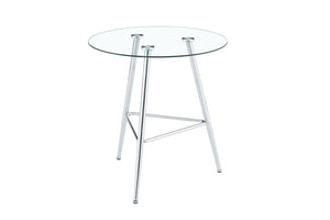 English Elm 36 Inch Round Glass Top Bar Table Chrome Tripod Base Modern Bistro Pub Style W3493P452043