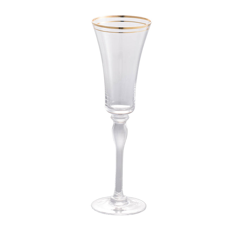 English Elm D3x9.8" Felicity Flute with Gold Rim Set of 4 — Elegant Crystal Champagne Glasses, Flared Mouth, Glamorous Toasts W2078P284551