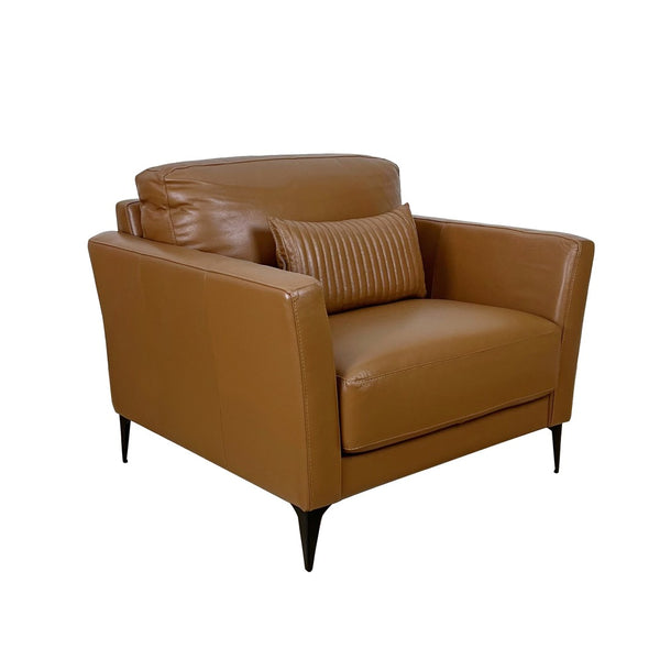English Elm Tussio Italian Genuine Leather Accent Chair with Pillow Firm Structured Seating B2726P457659