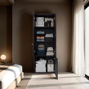 English Elm Soham Three Door Wardrobe Armoire with Adjustable Shelves for Bedroom Storage B092P439910