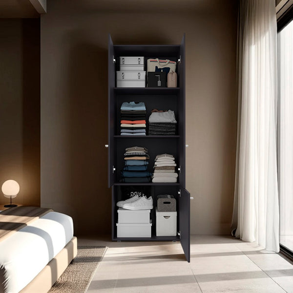 English Elm Soham Three Door Wardrobe Armoire with Adjustable Shelves for Bedroom Storage B092P439910