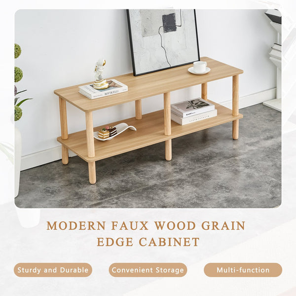 English Elm Modern 2-Tier Tv Stand With Open Storage Shelf, Elegant Design, Durable Rubberwood Legs, Easy Assemble W2984P228504