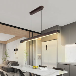 English Elm 51-inch Walnut Wood Linear Led Pendant Tunable Warm Light for Dining or Kitchen W1340P264189