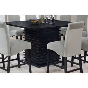 English Elm Giannis Bold Contemporary Counter-Height Dining Table with Geometric Wave Pedestal in Sleek Black B062P340717