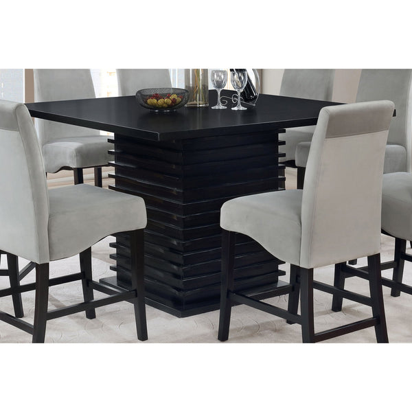 English Elm Giannis Bold Contemporary Counter-Height Dining Table with Geometric Wave Pedestal in Sleek Black B062P340717