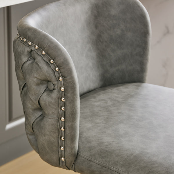 English Elm A&A Mid Century Dining Chair Set of 2 with Curved Ergonomic Walnut Back Upholstered Seat and Metal Legs W1143P193493 W1143P193493