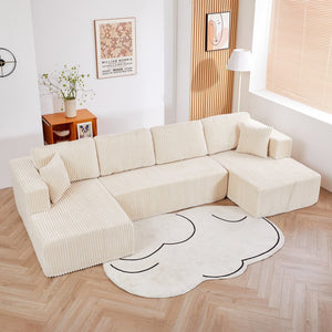English Elm U Shape Modular Sectional Sofa Corduroy Upholstered Minimalist Living Room Couch W1919S00003