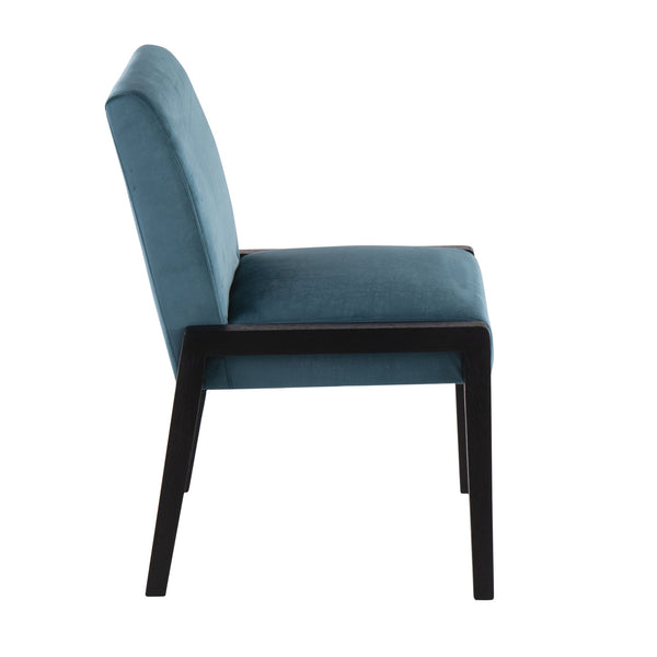 English Elm Carmen Contemporary Chair Set Of 2 - Luxurious Crushed Teal Velvet & Black Wood Frame For Style B202S01315
