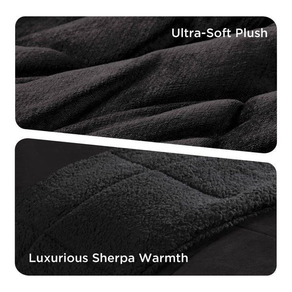 English Elm 4-piece King Sherpa Reverse Comforter Set with Hypoallergenic Fill for Bold Bedrooms B035P408272