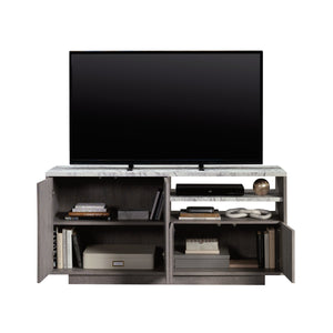 English Elm Credenza, Stylish Brown Finish Tv Stand For 65” Tvs With Faux Marble & Ample Storage Solutions B356P367793