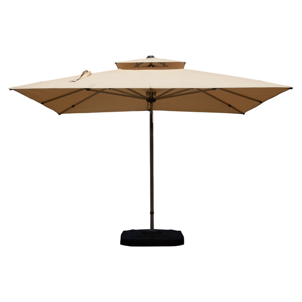 English Elm 10'X10' Square Cantilever Umbrella with Hydraulic Open, 5-Position Tilt, UPF50+ Polyester Canopy Beige W1859P337786