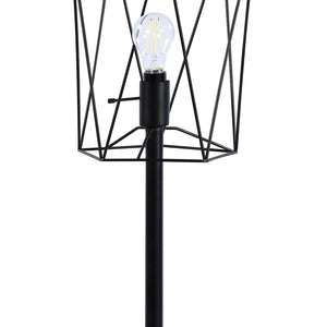 English Elm Klaussine Industrial Torch Table Lamp with Open Wire Cage, Exposed Bulb, Slim Metal Base, Black Finish B062P333402