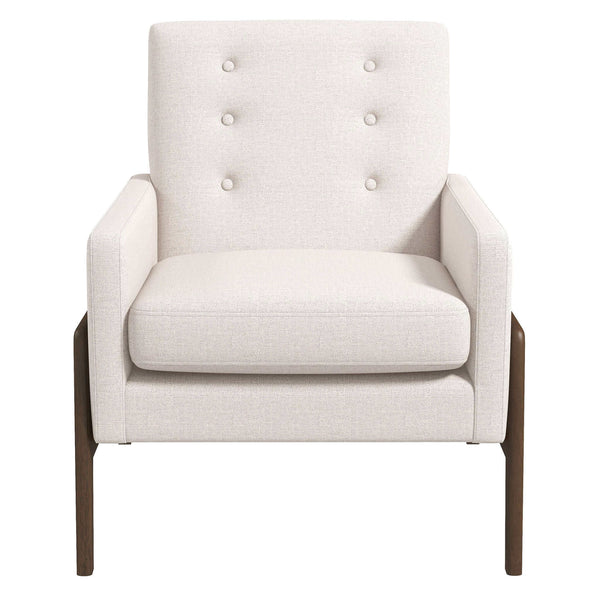 English Elm Ashcroft Furniture - Cole Solid Wood Beige Velvet Lounge Chair with High-Density Foam, Sturdy Frame, Solid Legs, 32x29x25 B183P281184