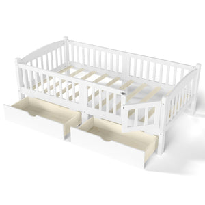 English Elm Metal Twin Over Full Bunk Bed White Steel Frame Space Saving Slat Support for Teens White W1580P383105