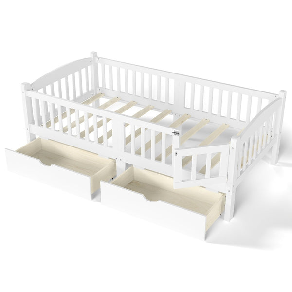 English Elm Metal Twin Over Full Bunk Bed White Steel Frame Space Saving Slat Support for Teens White W1580P383105