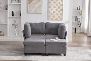 English Elm UNITED Modular 6-Seat Sectional Sofa with Removable Ottoman, Storage Compartments, Convertible Comfort Gray W1568S00245