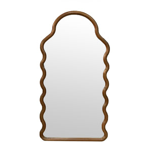 English Elm 30x1.5x55" Reinvented Arch Wood Mirror with Solid Pine Frame, Full-Length Curved Design for Stylish Rooms W2078P235046