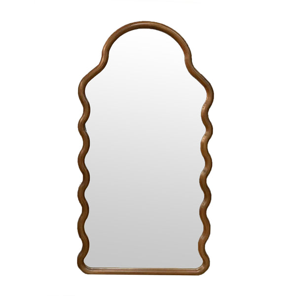 English Elm 30x1.5x55" Reinvented Arch Wood Mirror with Solid Pine Frame, Full-Length Curved Design for Stylish Rooms W2078P235046