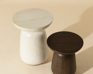 Sunpan KIRI End Table: Mid-Century Modern Accent with Concrete and Wood-Grain Finish for Timeless Style 112476