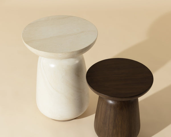 Sunpan KIRI End Table: Mid-Century Modern Accent with Concrete and Wood-Grain Finish for Timeless Style 112476