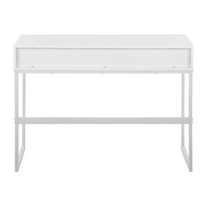 English Elm Franklin Contemporary Console Table with Sleek Geometric Metal Frame, Engineered Wood Top & Drawers White B202P223384