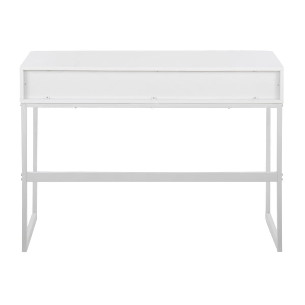 English Elm Franklin Contemporary Console Table with Sleek Geometric Metal Frame, Engineered Wood Top & Drawers White B202P223384