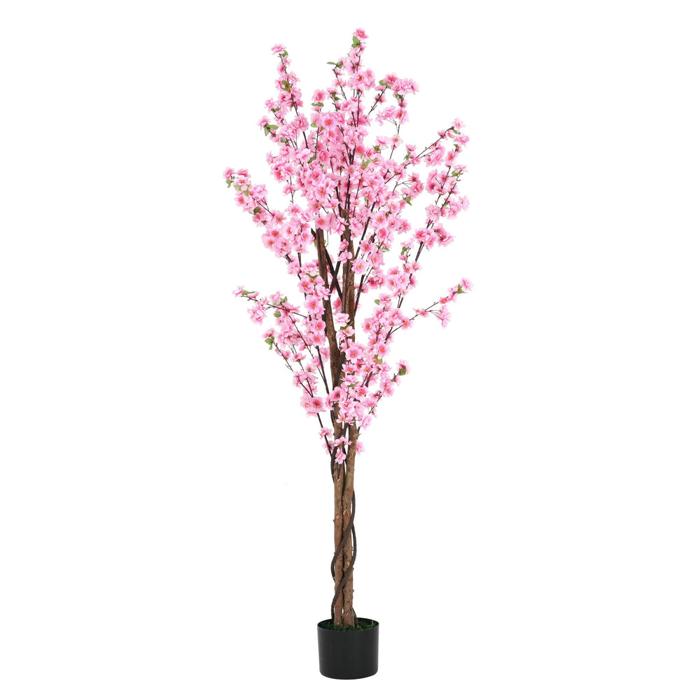 English Elm Christopher Knight Home® - 6' Olive Tree Faux Plant with Pre-Potted Black Plastic Base, Lifelike Leaves, Low Maintenance Décor Pink N772P286777P