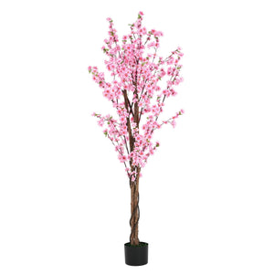 English Elm Christopher Knight Home® - 6' Olive Tree Faux Plant with Pre-Potted Black Plastic Base, Lifelike Leaves, Low Maintenance Décor Pink N772P286777P