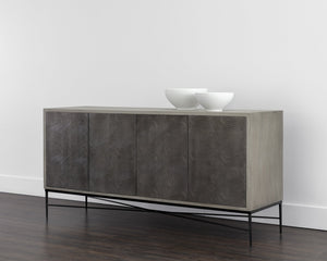 Sunpan Algarve Sideboard - Mid-Century Modern Design with Solid Mango Wood and Unique Artisan Craftsmanship Grey