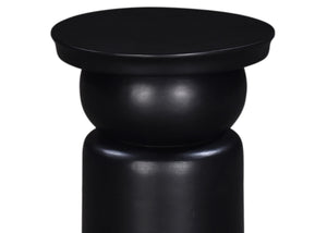 English Elm Luxurious Brown Wood Round Pedestal Side Table in Black Finish — Sculpted Mango Wood Accent, Sturdy 18 B2741P285780